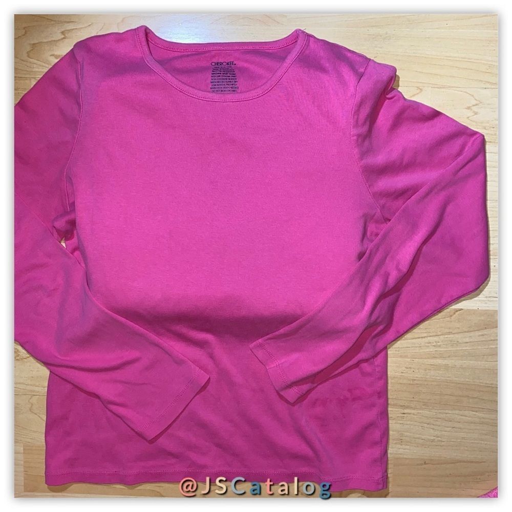 Cherokee Long Sleeves Pink Cotton Basic Tee - S